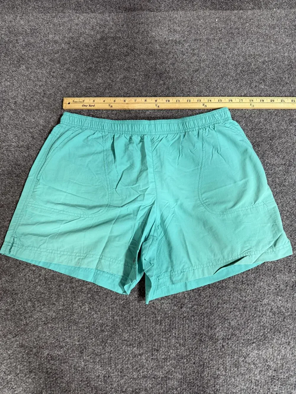 Columbia Swim Shorts Mens Large Green Elastic Waist Lined Trunks Pockets